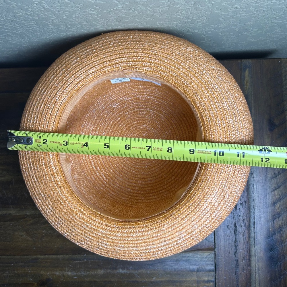 Betmar Orange 100% Straw Cloche Hat Rolled Brim All Around RN 29219 - Picture 6 of 7